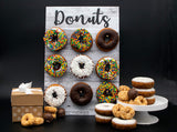 Donut Wall Display Stand with Rustic Light Wood Design | Plastic Donut Stand for Donut Party Decorations | Donut Board, Supplies for Dessert Table