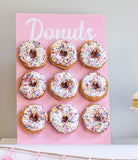 Donut Wall Display Stand with Blue/Pink Dot Design Supplies for a Gender Reveal, Birthday Or Baby Shower
