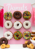 Donut Wall Display Stand with Blue/Pink Dot Design Supplies for a Gender Reveal, Birthday Or Baby Shower