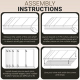 Wooden Shelf Covers for 16-Inch Deep Wire Racks - Each Set Covers 36 Inches Wide Pantry Interchangeable Shelf Liners for Wire Rack Shelving, Perfect for Pantry Organization (Black)