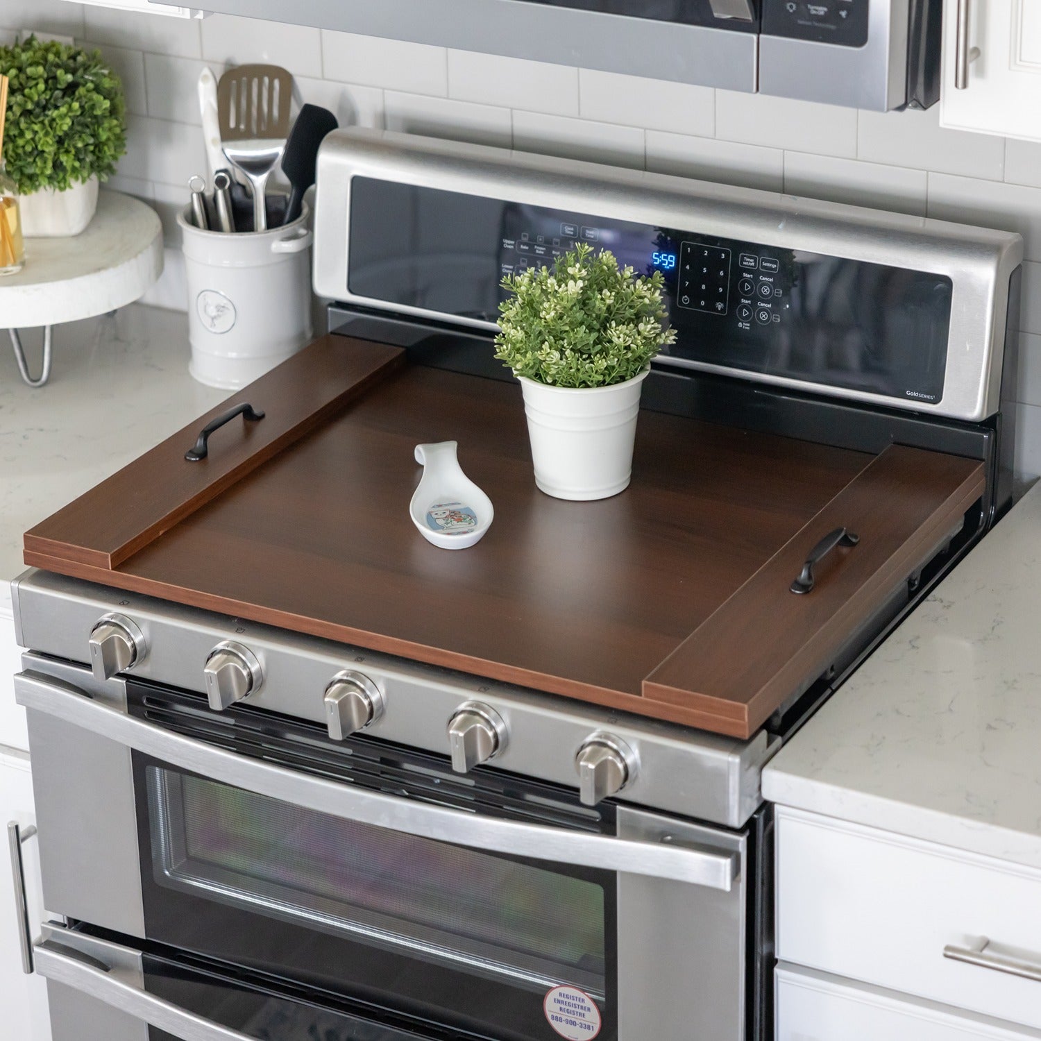 Noodle Board Stove Covers (Cognac Brown)  Laminate Wood Farmhouse Sto –  Relodecor