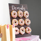 Donut Wall Display Stand with Rustic Wood Design Donut Text|